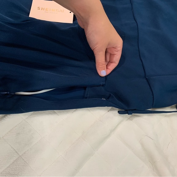 Blue Silk Midi Dress 🦋 - Picture 4 of 5